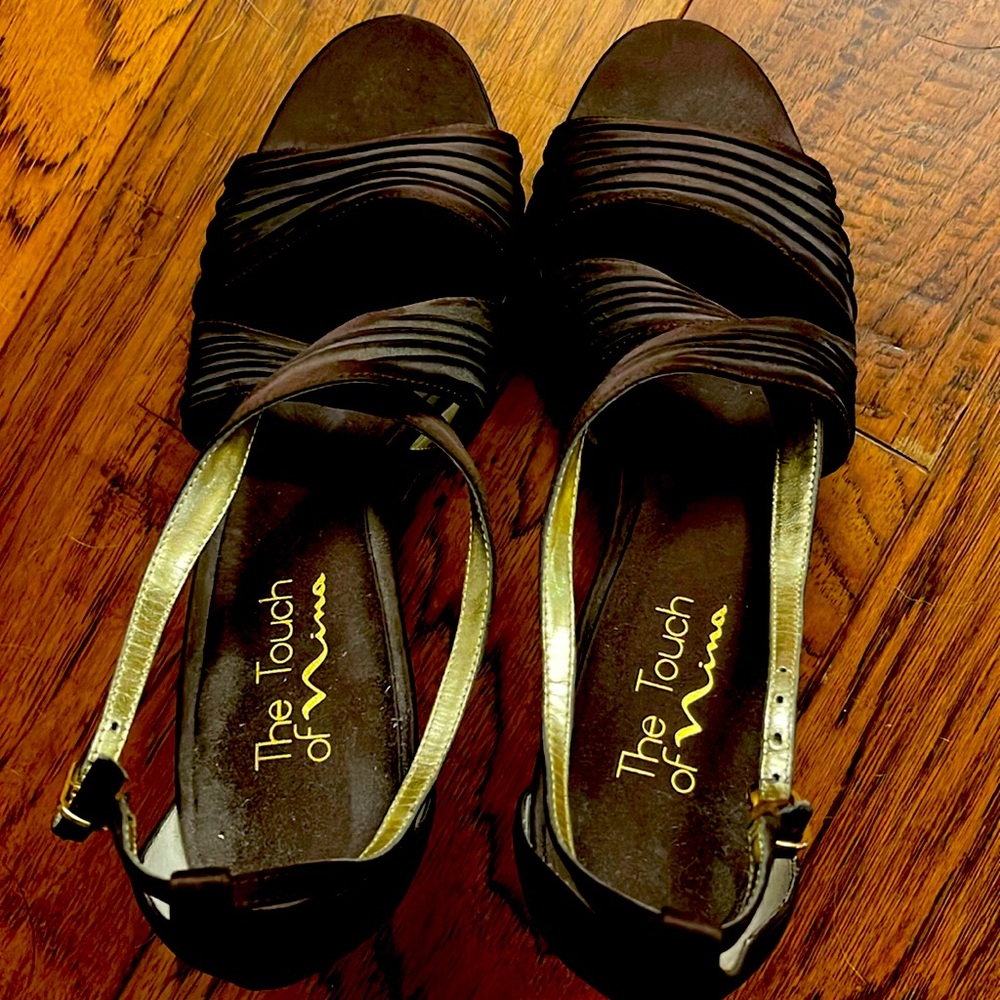 Size 10 “The Touch of Nina” Expresso (brown) heels worn 1 night